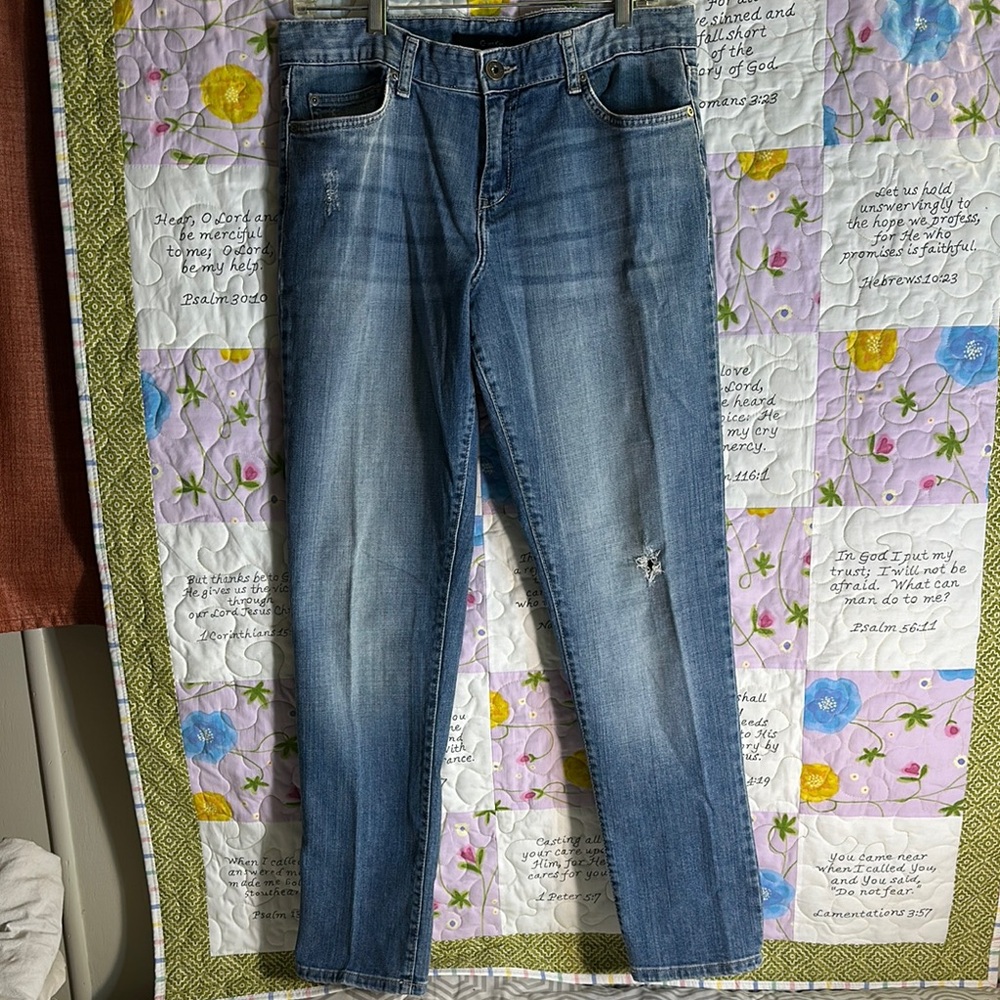 Calvin Klein Denim distressed straight leg Jeans Sz 10